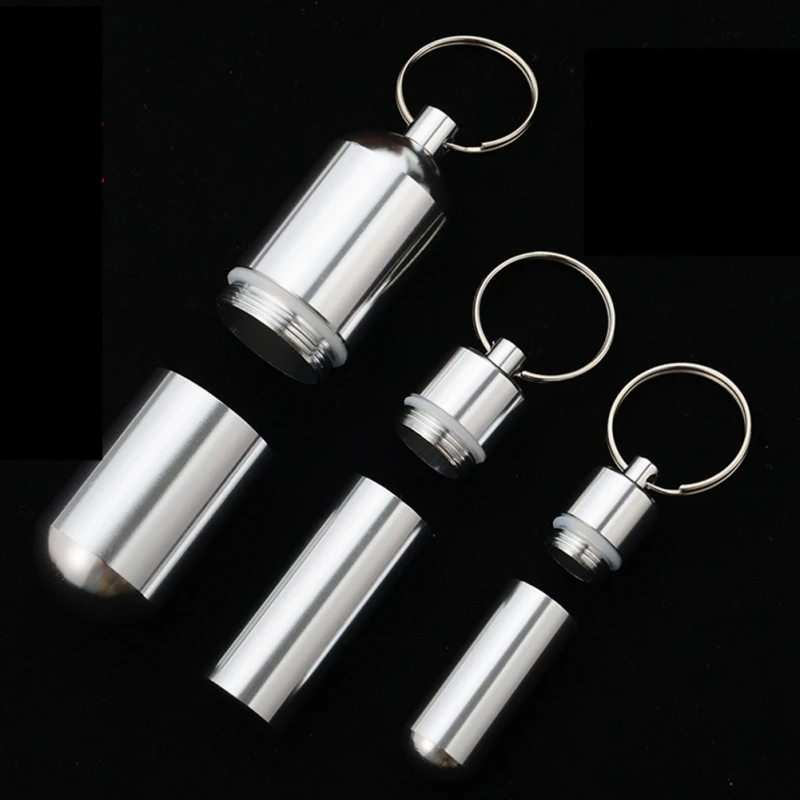 Waterproof Aluminum Alloy Pill Box Portable Medicine Case Capsule Container Bottle Holder Outdoor Pill Case Keychain