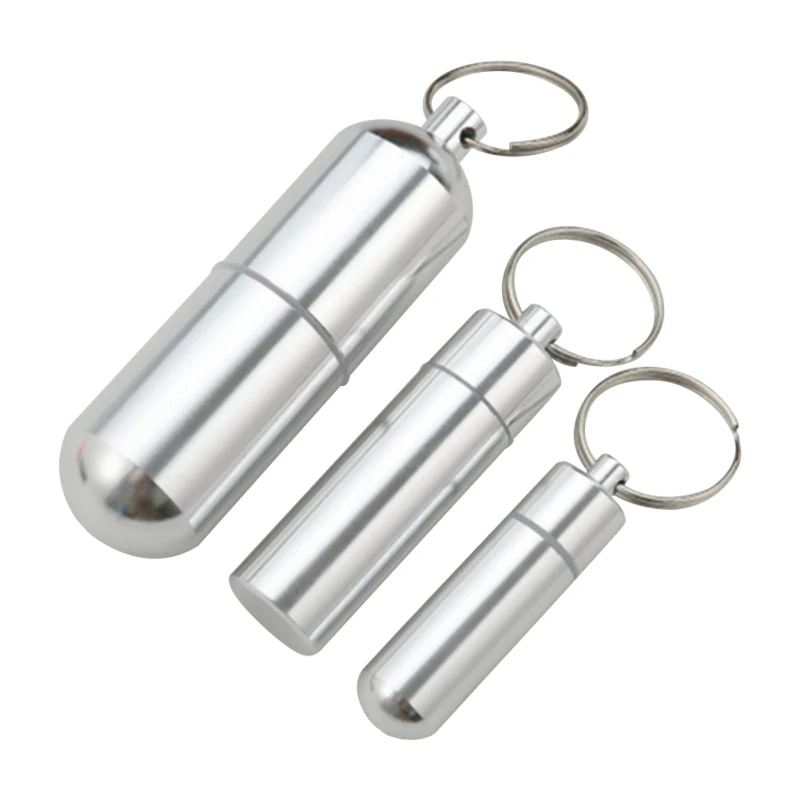 Waterproof Aluminum Alloy Pill Box Portable Medicine Case Capsule Container Bottle Holder Outdoor Pill Case Keychain