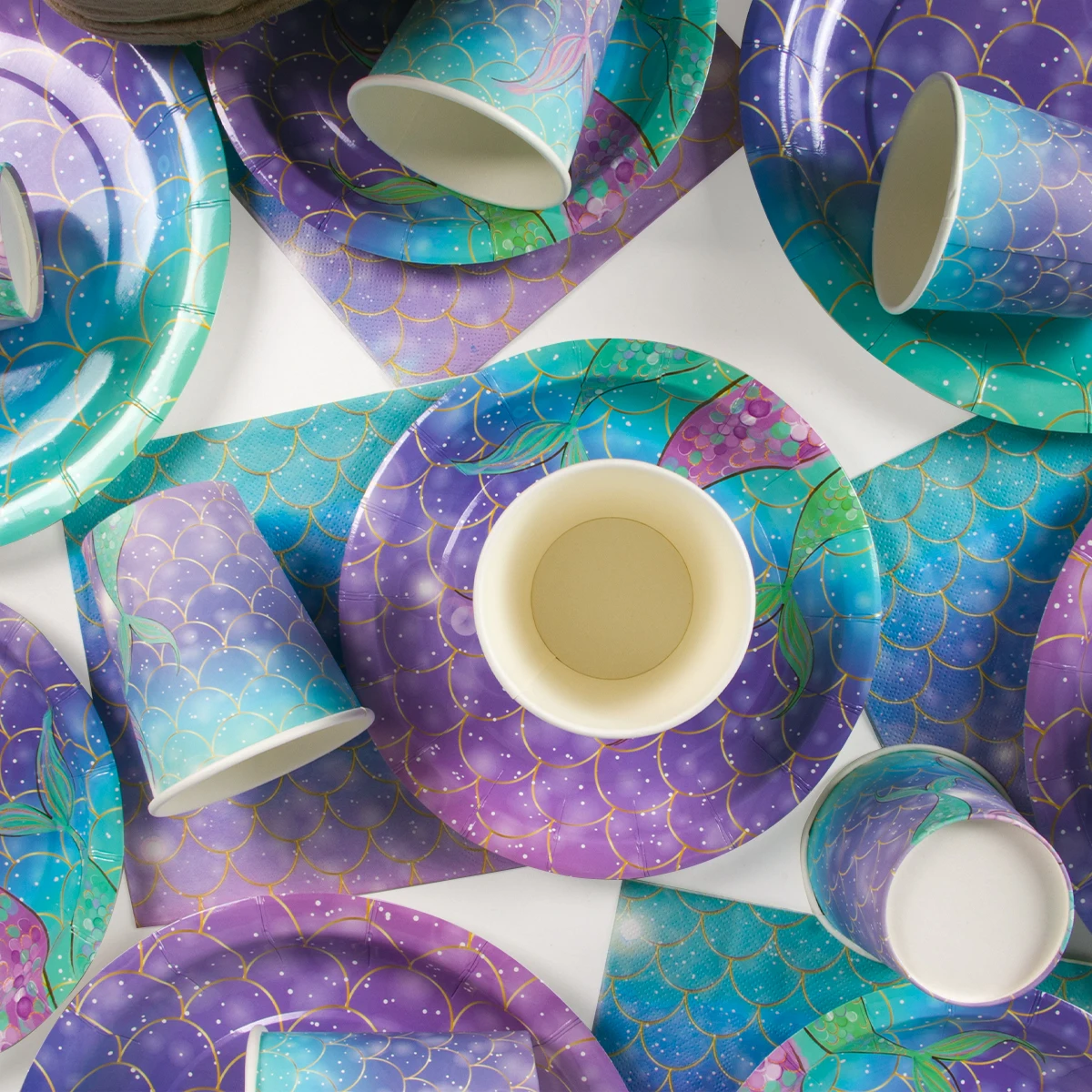 Mermaid Party Decorations Supplies Mermaid Disposable Plates Cup Napkins Set for Girls Baby Shower Mermaids Princess Birthday