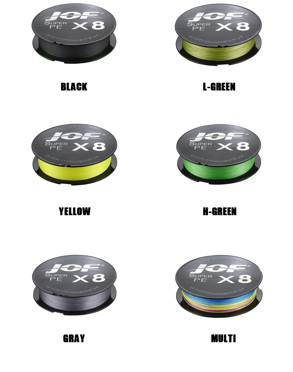 JOF PE Line X8 Strand Braided Fishing Line 150m 300m 20-100LB Super Tension Wear Resistance Smooth Multifilament Fishing Line