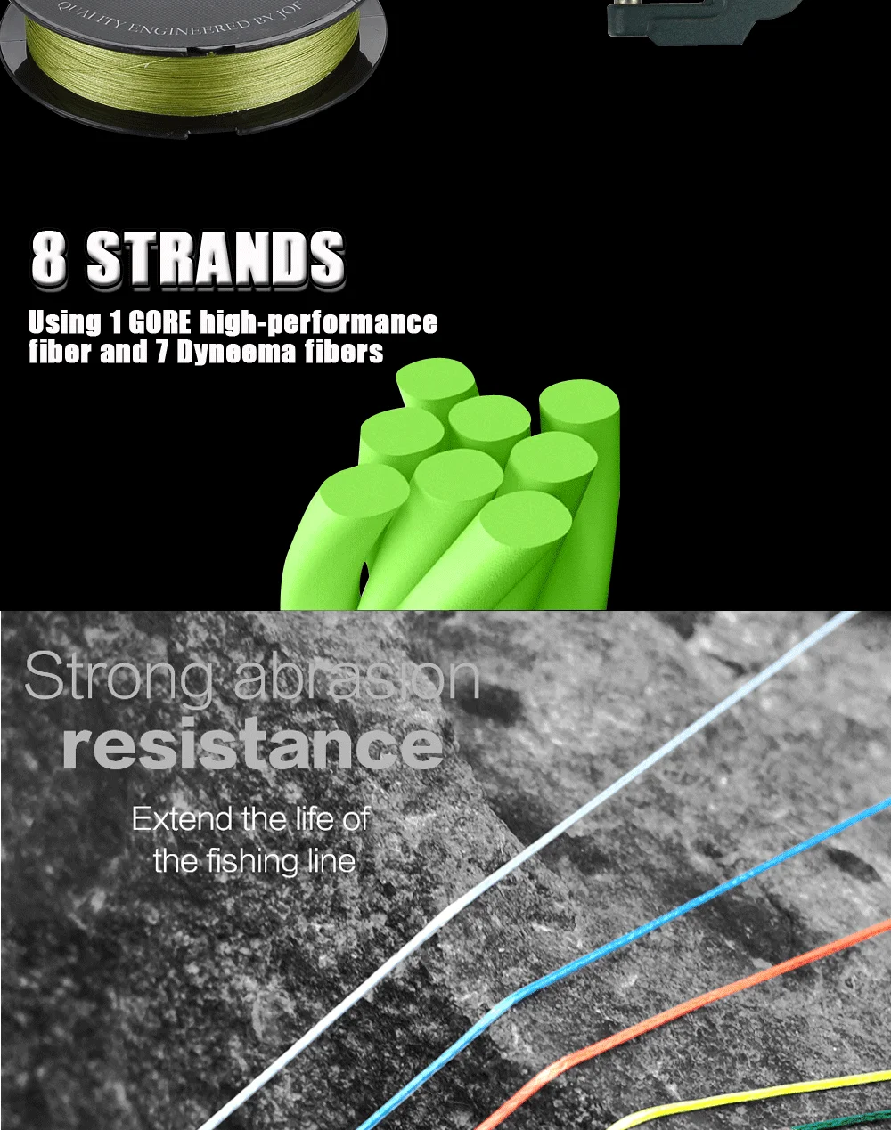 JOF PE Line X8 Strand Braided Fishing Line 150m 300m 20-100LB Super Tension Wear Resistance Smooth Multifilament Fishing Line