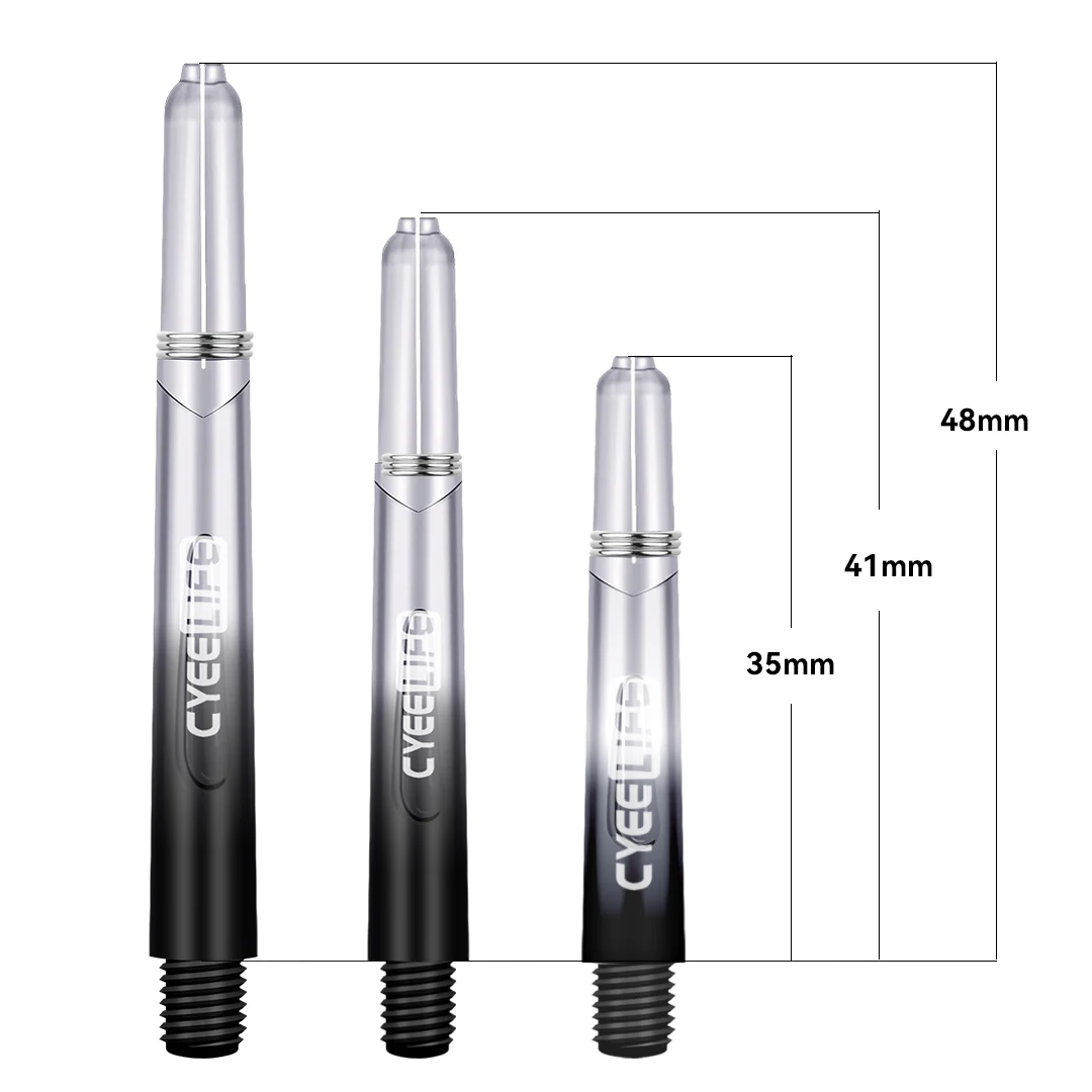 CyeeLife 35/41/48mm Plastic Darts Shafts 4.5mm Screw Thread Transparent Dart Stems With Stainless Steel O Ring For Steel & Soft