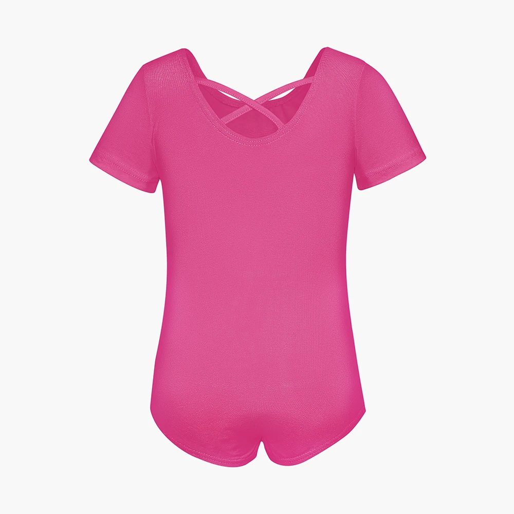 Gymnastics Leotards for Girls Dance Skirted Clothes Kids Ballet Tutu Dress Toddler Short Sleeve Stage Dance Wear