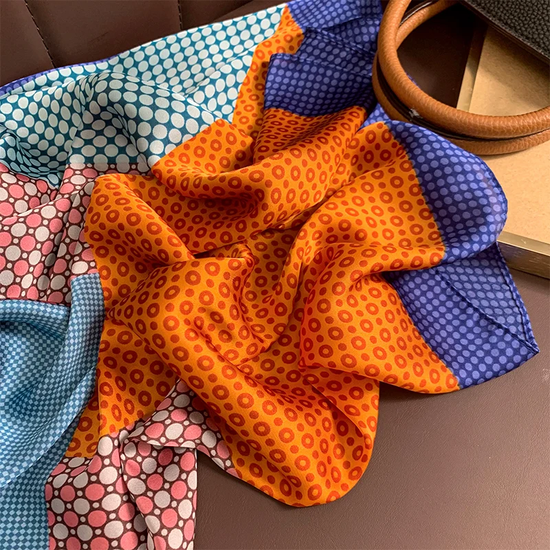 110x110cm Women Silk Square Scarf Hijab Female Design Print Lady Shawl Wraps Foulard Headbands Bufanda Large Bandana Luxury 2023