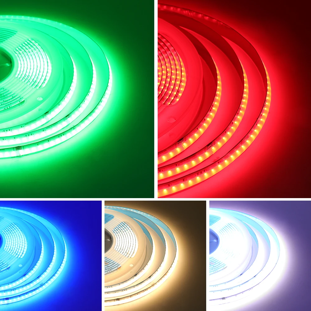 RGB RGBW RGBWW RGBCCT COB LED Strip 12V 24V 840 784LEDs/M Flexible High Bright Dotless Led Tape Diode Flexible Ribbon