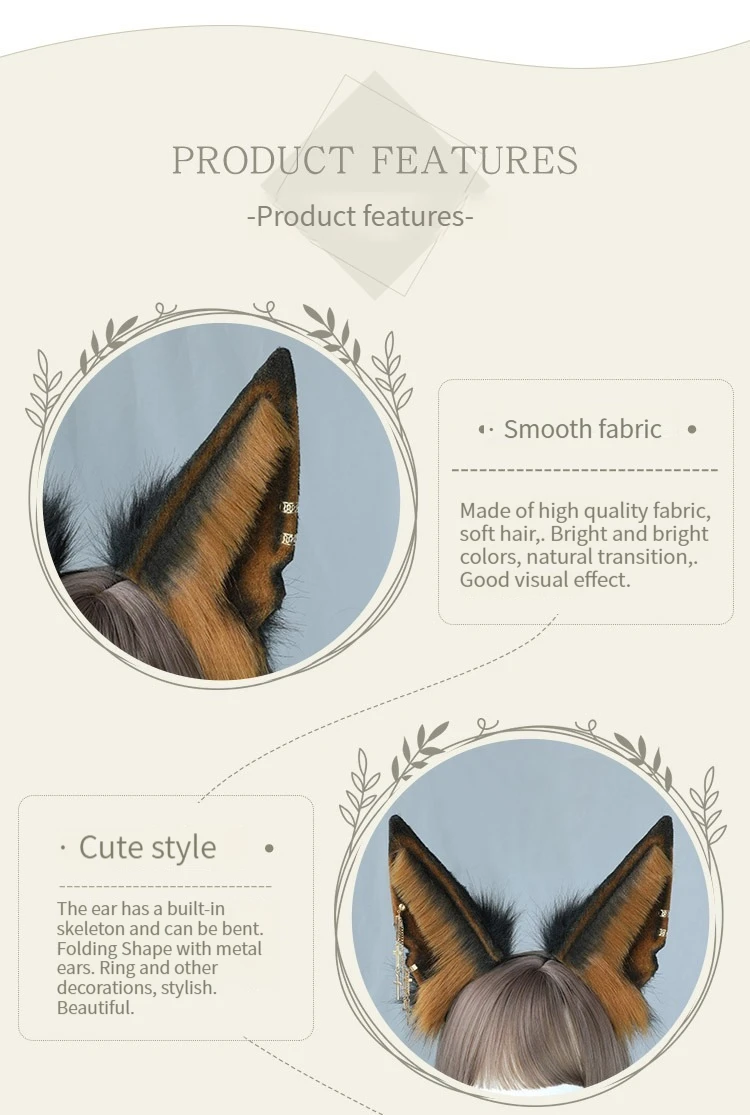 Simulation Cosplay Bearded Wolf Hair Hoop Plush Headwear Hair Accessories Furry Fluffy Halloween Party Beast Ear Hair Hoop