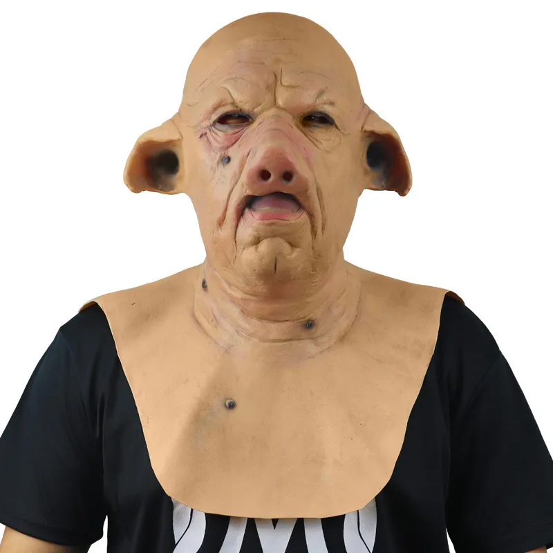 Halloween New Horror Pig Head Mask Latex Animal Prop Pig Mask
