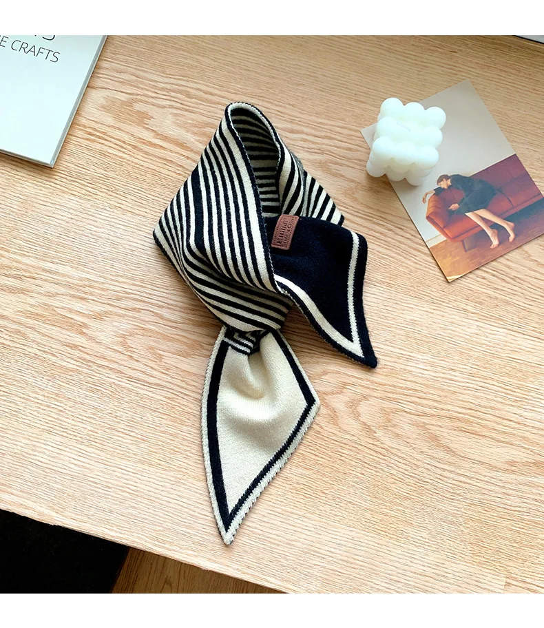 Knitted Scarf New Design Striped Luxury Brand Scarf Women Winter Scarf Warm Long Skinny Small Scarf Female Neckerchief Scarves