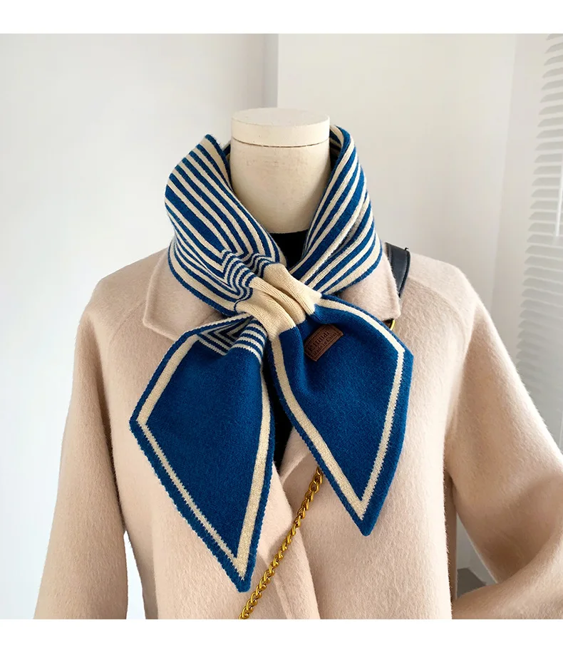 Knitted Scarf New Design Striped Luxury Brand Scarf Women Winter Scarf Warm Long Skinny Small Scarf Female Neckerchief Scarves