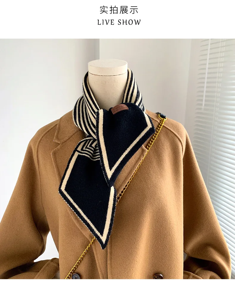 Knitted Scarf New Design Striped Luxury Brand Scarf Women Winter Scarf Warm Long Skinny Small Scarf Female Neckerchief Scarves