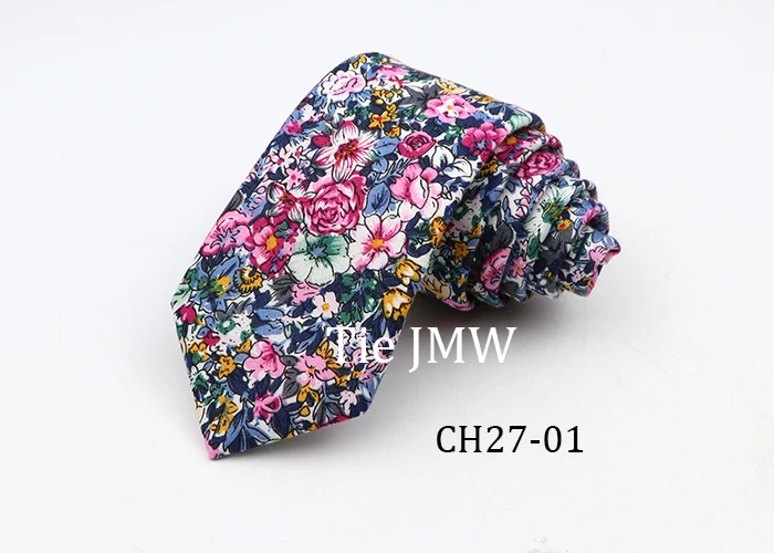 Floral Ties For Men Skinny Cotton Neck Tie For Wedding Casual Mens Women Necktie Classic Suits Dress Flower Print Tie Men Gift