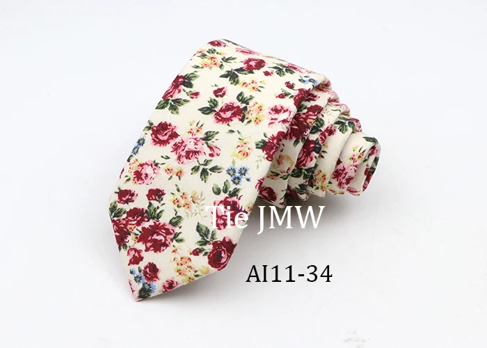 Floral Ties For Men Skinny Cotton Neck Tie For Wedding Casual Mens Women Necktie Classic Suits Dress Flower Print Tie Men Gift