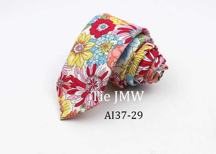 Floral Ties For Men Skinny Cotton Neck Tie For Wedding Casual Mens Women Necktie Classic Suits Dress Flower Print Tie Men Gift