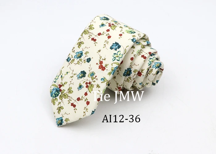 Floral Ties For Men Skinny Cotton Neck Tie For Wedding Casual Mens Women Necktie Classic Suits Dress Flower Print Tie Men Gift