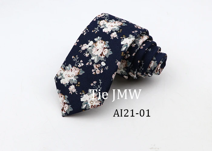 Floral Ties For Men Skinny Cotton Neck Tie For Wedding Casual Mens Women Necktie Classic Suits Dress Flower Print Tie Men Gift