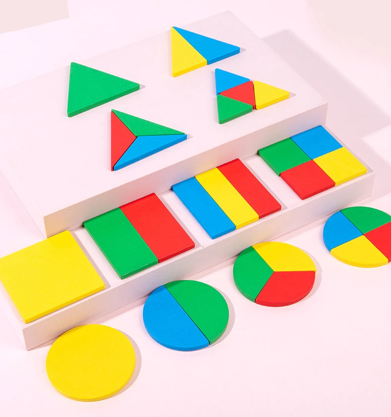 Baby Educational Montessori Early Learning Kids Colorful Geometric Shape Wooden Puzzle Enlightenment and Cognition Wooden Jigsaw