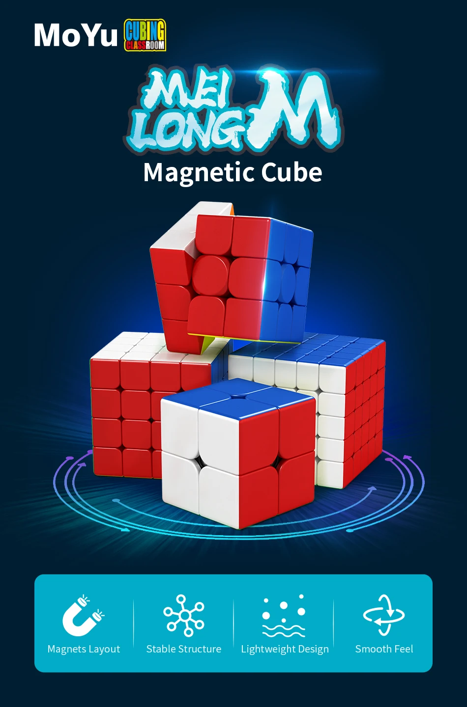[JudyCube] Moyu Meilong M Magnetic 2x2x2 3x3x3 4x4x4 5x5x5 Speed Cube Professional Meilong 3X3M V2 2X2M 4X4M 5X5M