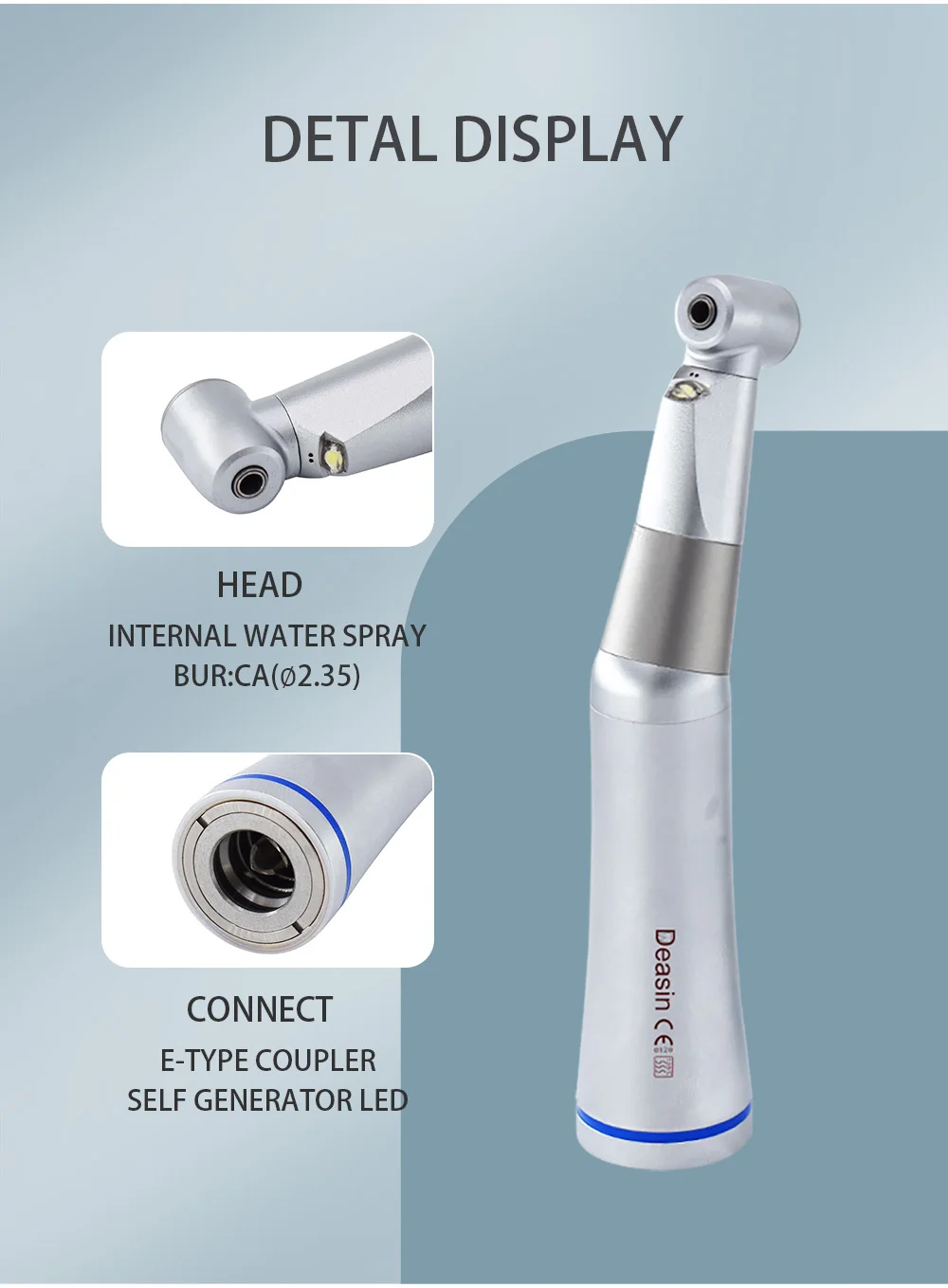 Dental 1: 1 Low Speed Contra Angle Handpiece E-generator Led CA Bur Drill Head Spare Parts Dentistry Tools