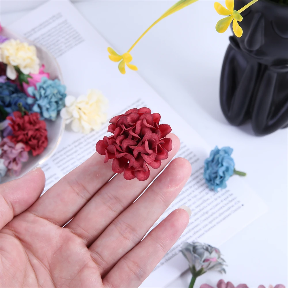10/30/30Pcs Wholesale Artificial Mini Hydrangea Flower Head For Crafts Carnation Party Home Wedding DIY Wreaths Festival Decor