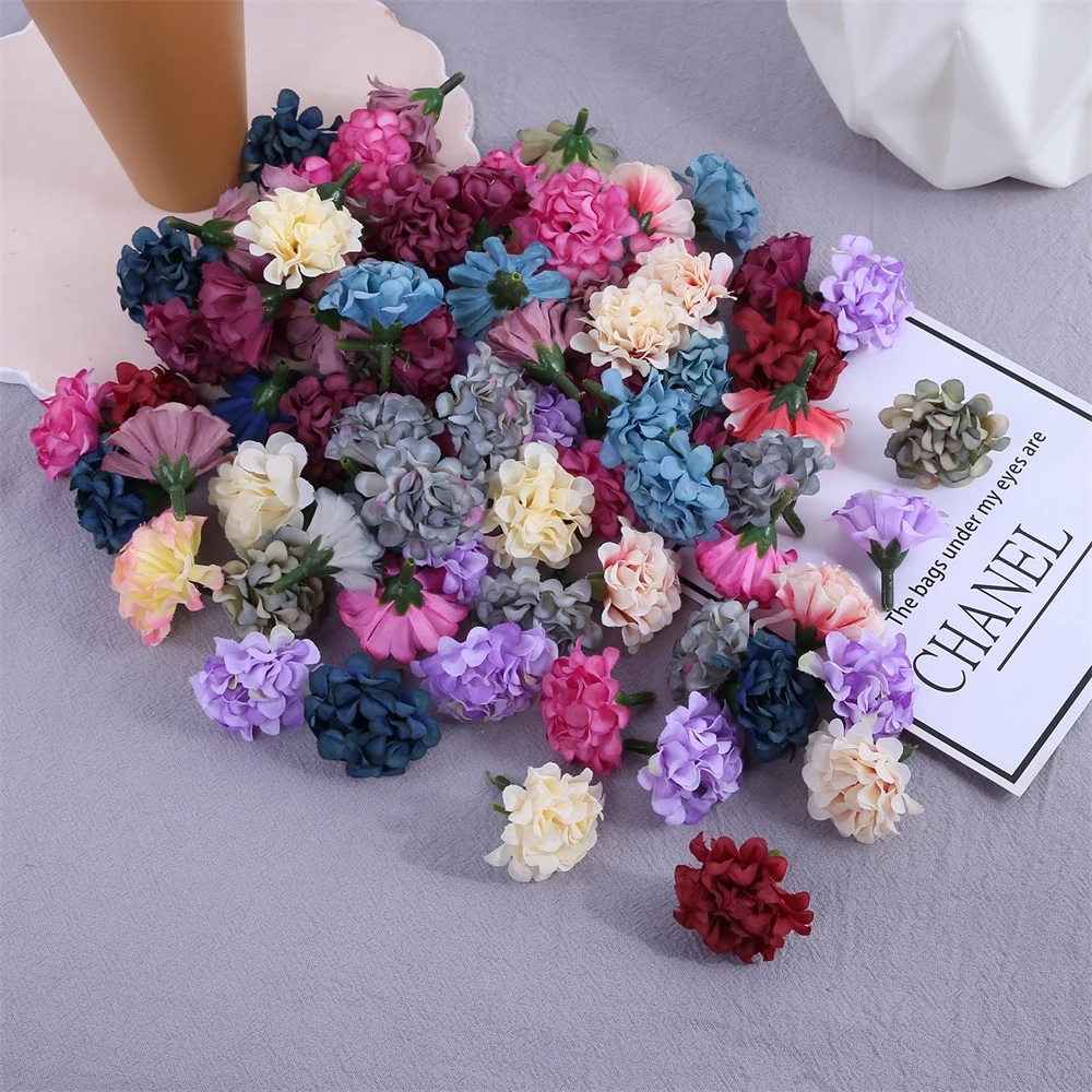 10/30/30Pcs Wholesale Artificial Mini Hydrangea Flower Head For Crafts Carnation Party Home Wedding DIY Wreaths Festival Decor