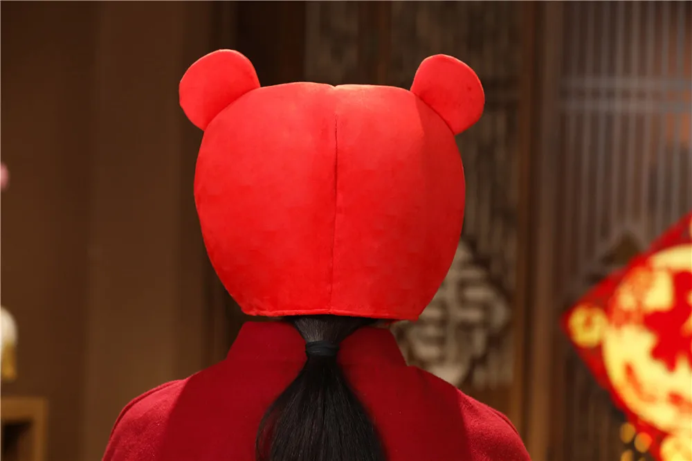 Chinese Zodiac Tiger Toy Hat Cap, Cartoon Animal Head Mascot Hats, Creative Kids Plush Hood, Children Party Toys Favors