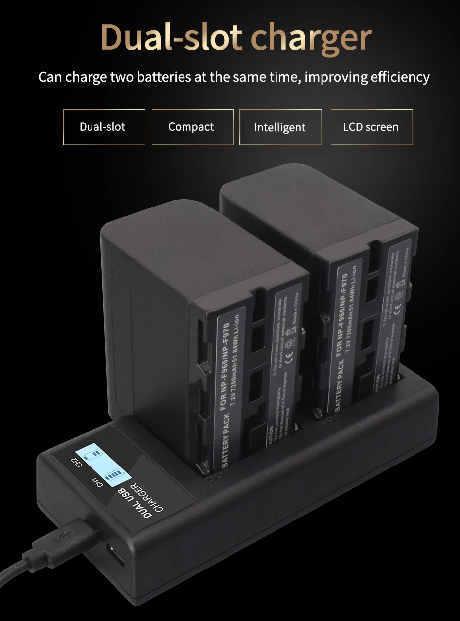 NP-F960 F970 F980 NP F960 LCD Dual Battery Charger for SONY F970 F960 F770 F570 F980 MC1500C PLM-100 CCD-TR910 TR917 TR930