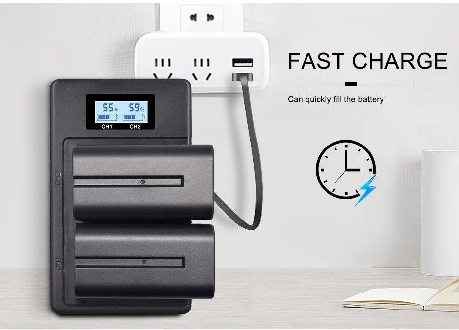 NP-F960 F970 F980 NP F960 LCD Dual Battery Charger for SONY F970 F960 F770 F570 F980 MC1500C PLM-100 CCD-TR910 TR917 TR930