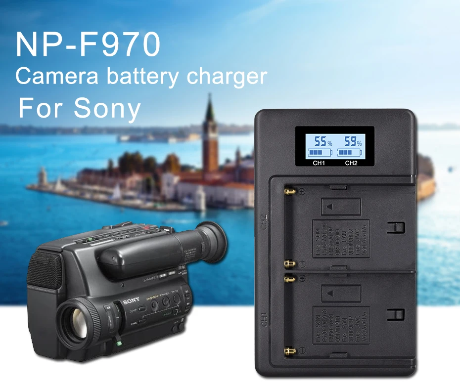 NP-F960 F970 F980 NP F960 LCD Dual Battery Charger for SONY F970 F960 F770 F570 F980 MC1500C PLM-100 CCD-TR910 TR917 TR930