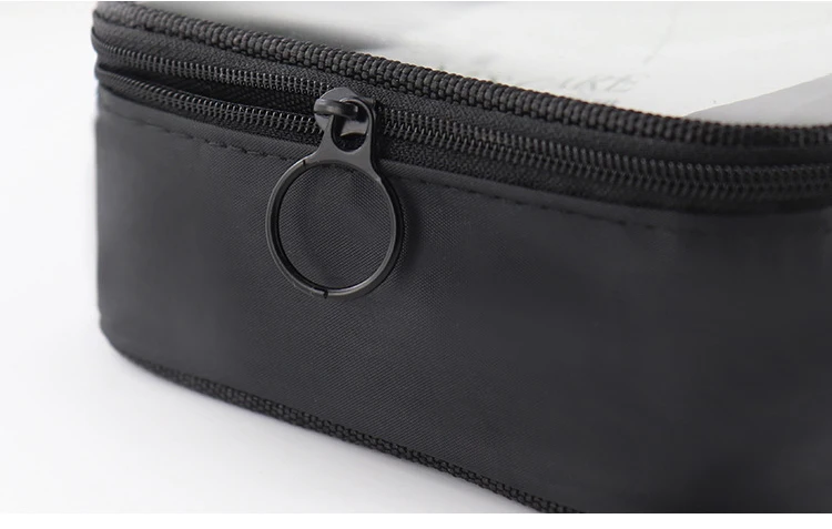 Black Transparent Travel Cosmetic Bag Fashion Waterproof TPU Toiletry Bag New Makeup Storage Bag Clear Zipper Cosmetic Bag