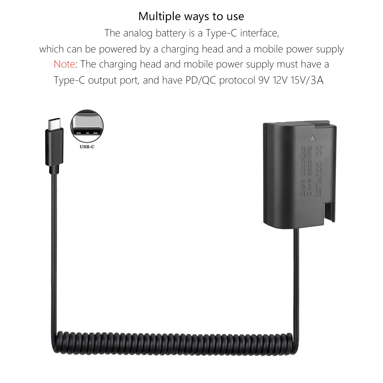 Type-C DMW-BLK22 Dummy Battery DMW-DCC17 Power Adapter for Panasonic DC-S5 DC-S5K Lumix S5 LUMIX GH6