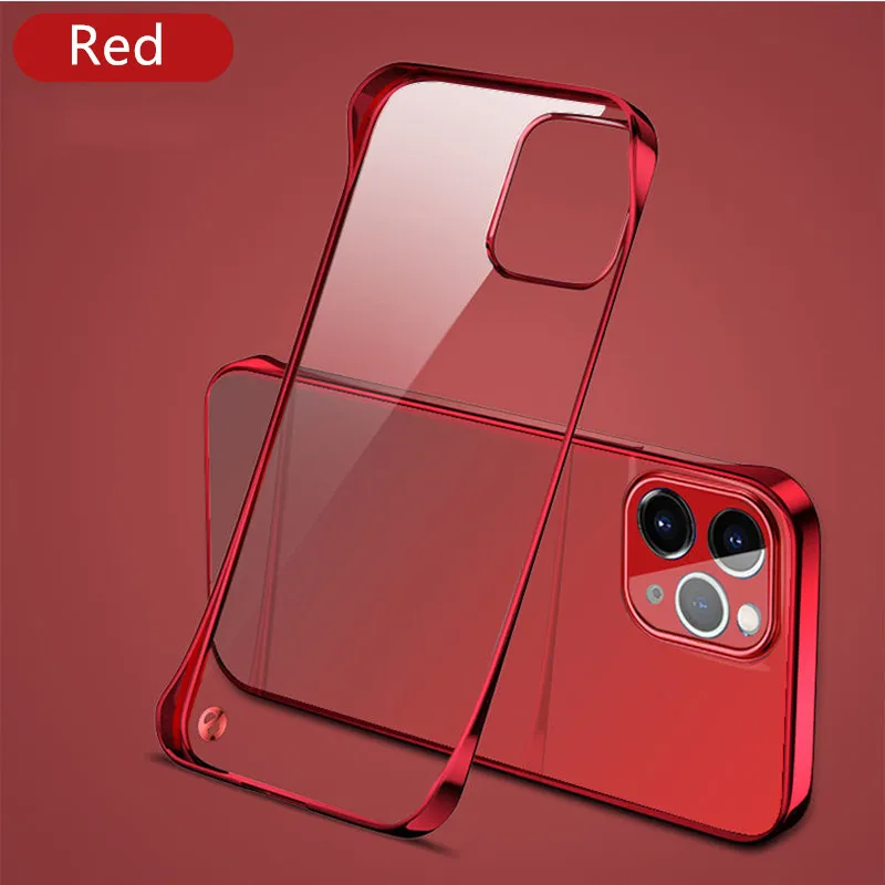 Plating PC Hard Frameless Phone Case For iPhone 11 12 13 14 15 16Pro Max XSMAX X XR XS 7 8PLUS Glossy Boundless Clear Back Cover