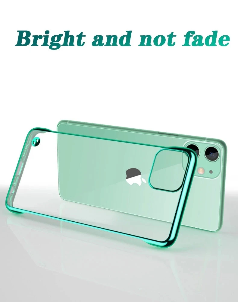 Plating PC Hard Frameless Phone Case For iPhone 11 12 13 14 15 16Pro Max XSMAX X XR XS 7 8PLUS Glossy Boundless Clear Back Cover