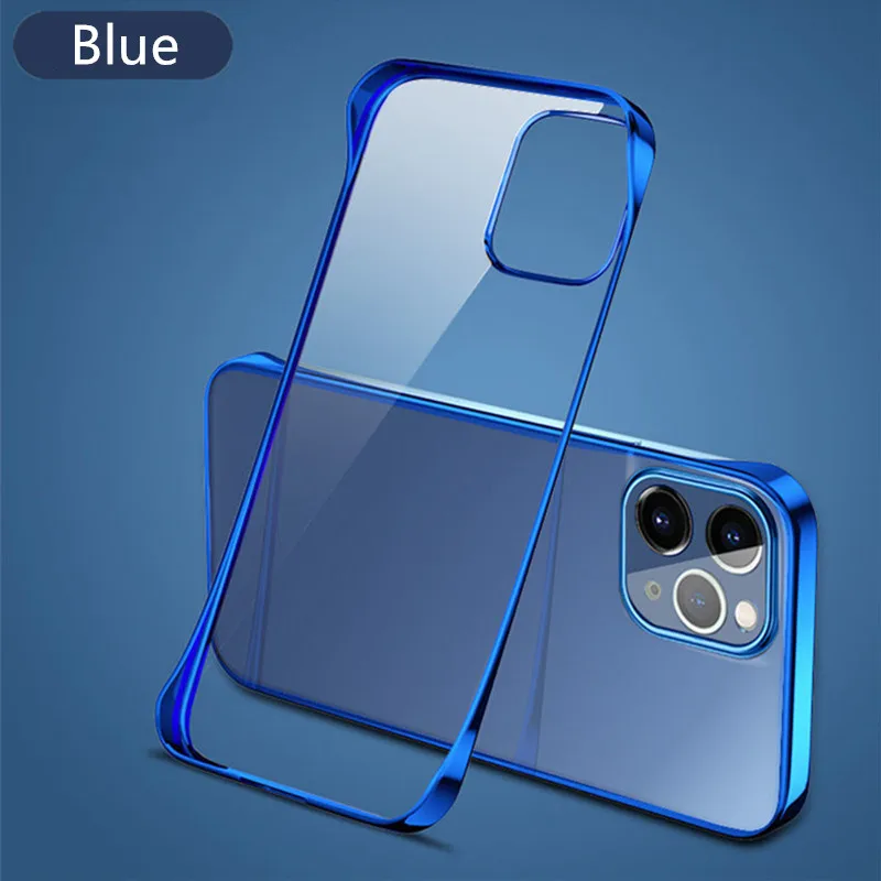Plating PC Hard Frameless Phone Case For iPhone 11 12 13 14 15 16Pro Max XSMAX X XR XS 7 8PLUS Glossy Boundless Clear Back Cover