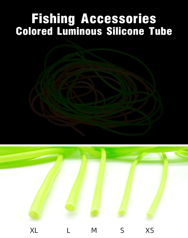 MNFT 4Yards/3Yards Soft Silicone Luminous Tube Green Pink Glowing Fishing Elastic Rubber Rig Making Glow Tubing Fish Accessories