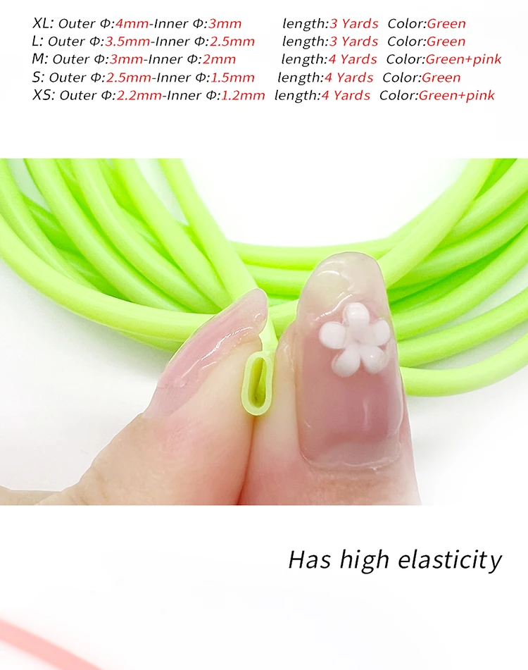 MNFT 4Yards/3Yards Soft Silicone Luminous Tube Green Pink Glowing Fishing Elastic Rubber Rig Making Glow Tubing Fish Accessories