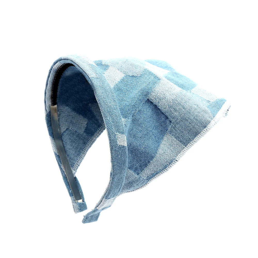 New Spring and Summer Linen Denim Fabric Girls Bandana Hairband Hair Accessories