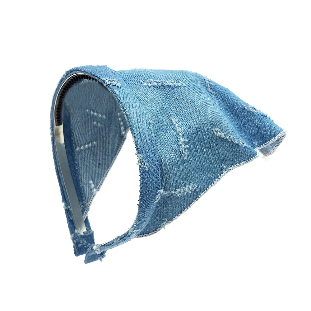 New Spring and Summer Linen Denim Fabric Girls Bandana Hairband Hair Accessories