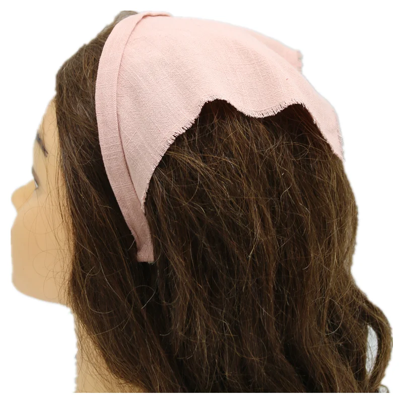 New Spring and Summer Linen Denim Fabric Girls Bandana Hairband Hair Accessories