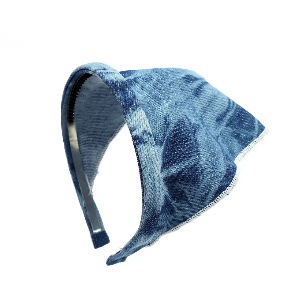 New Spring and Summer Linen Denim Fabric Girls Bandana Hairband Hair Accessories