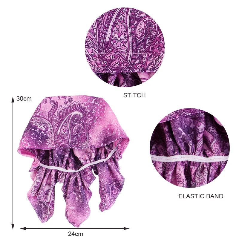 Satin Turban for Women Pre-tied Newly Fashion Printed Flowers Headband Cap Muslim Head Scarf Soft to Wear Ladies Hair Loss Cover