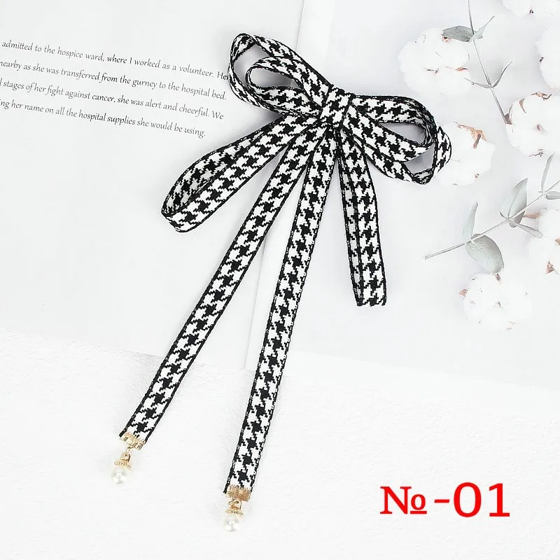 Pearl Ribbon Brooch Pin Women Bow Tie Vintage School Girl White Collar Jewelry Bowknot Shirts Necktie Candy Color Red Butterfly