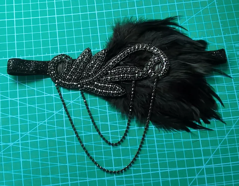1920s Headpiece Hair Accessories For Women Vintage Black Feather Flapper Headband Great Gatsby Party Jewelry Forehead Decoration