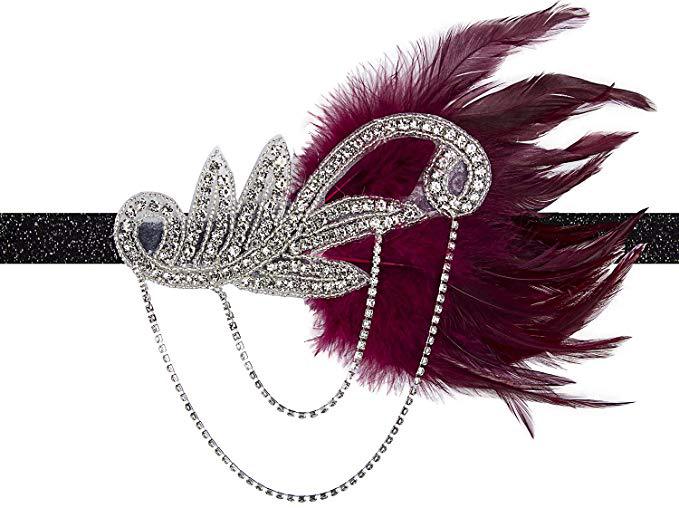 1920s Headpiece Hair Accessories For Women Vintage Black Feather Flapper Headband Great Gatsby Party Jewelry Forehead Decoration