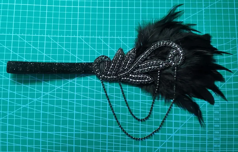 1920s Headpiece Hair Accessories For Women Vintage Black Feather Flapper Headband Great Gatsby Party Jewelry Forehead Decoration