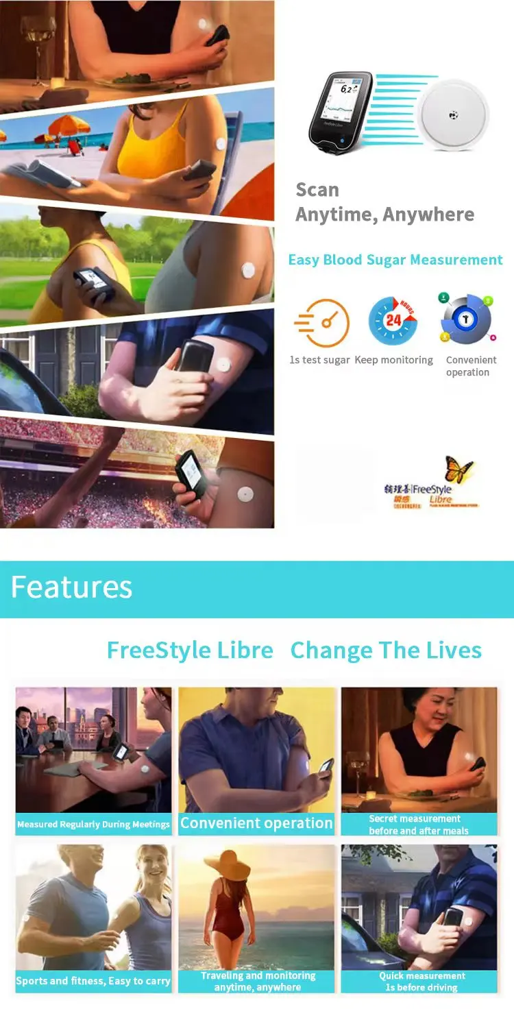 [Exp:2026-12-31]Freestyle Libre 24h Real Time Monitor Blood Glucose Meter Tester Sensor Scanner Sanguis Finger Free Sugar Test
