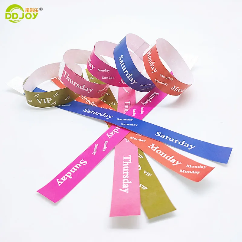 100pcs Count Daily Identification Bracelets Disposiable Tickets Admission Paper Tyvek Wristbands For VIP/ Monday/Saturday