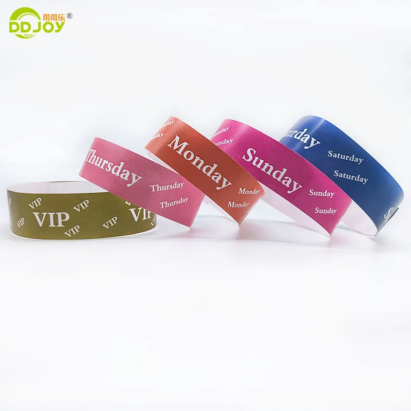 100pcs Count Daily Identification Bracelets Disposiable Tickets Admission Paper Tyvek Wristbands For VIP/ Monday/Saturday