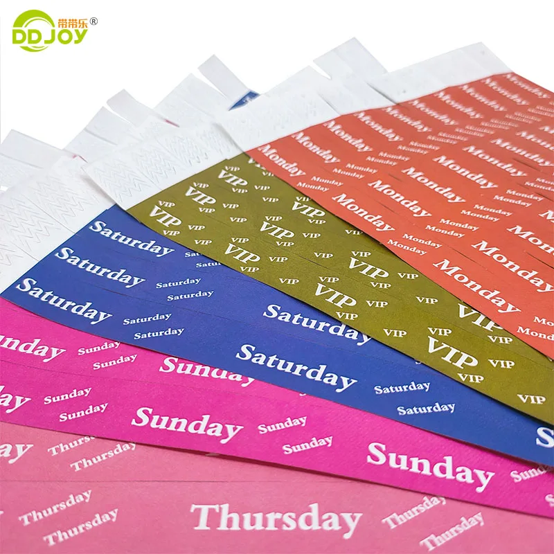 100pcs Count Daily Identification Bracelets Disposiable Tickets Admission Paper Tyvek Wristbands For VIP/ Monday/Saturday