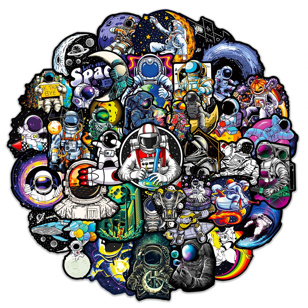 10/30/50PCS Cute Outer Space Astronaut Graffiti Stickers Decal DIY Phone Scrapbook Luggage Helmet Cartoon Joke Sticker Kid Toy