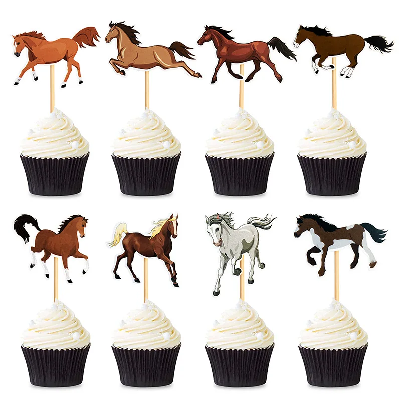 Horse Cake Decoration Horse Realistic Toy Pony Figures Walking Animal Mini Barn Toys Kids  Cowboy Birthday Party Supplie